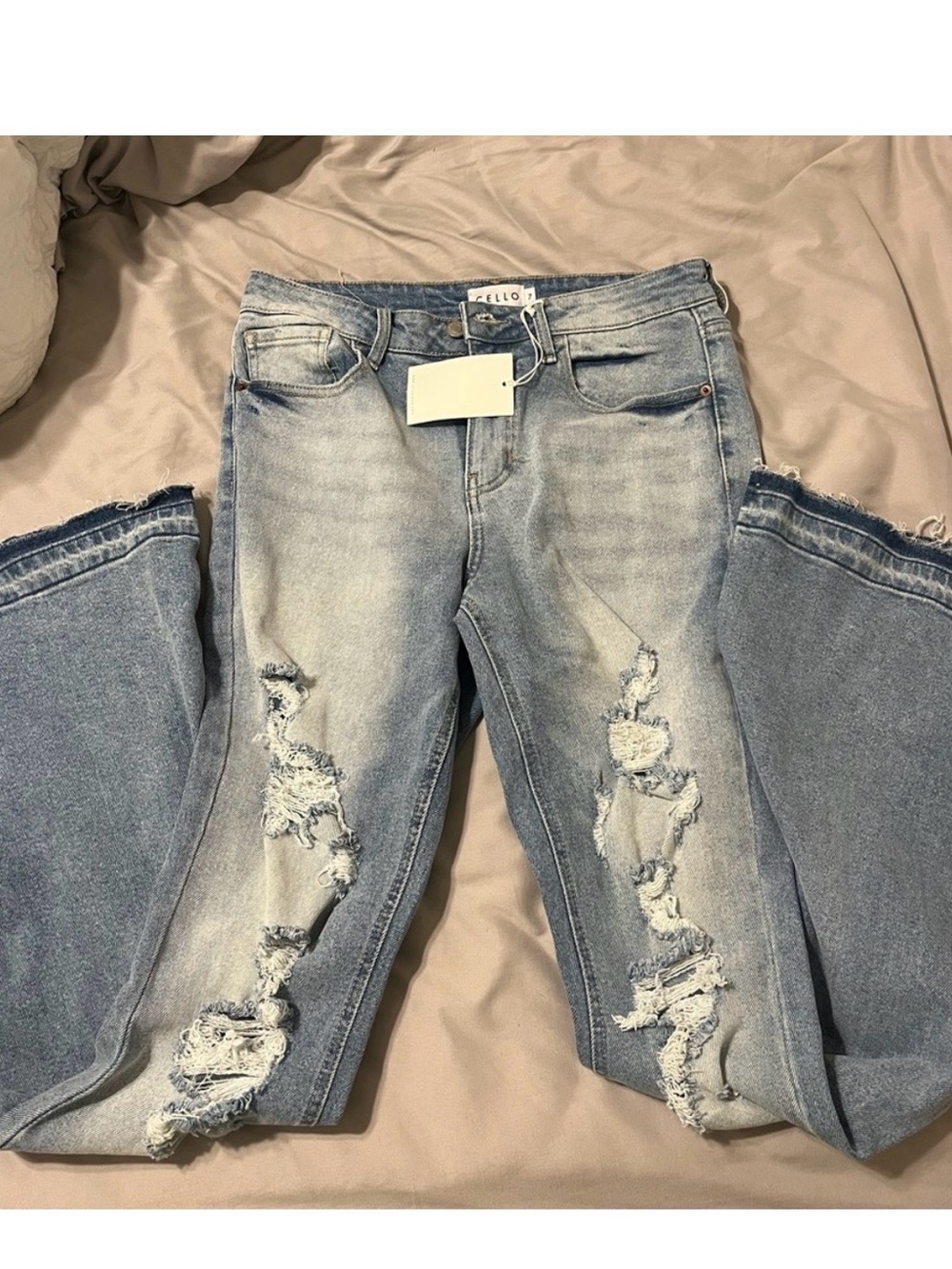 Cello Light Blue Distressed Boyfriend Jeans